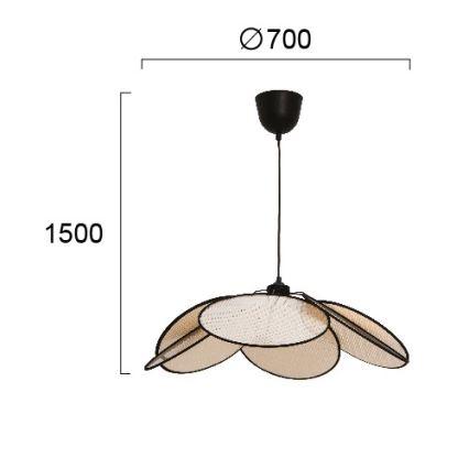Hanglamp met kabel MARGARET 1xE27/40W/230V zwart/beige