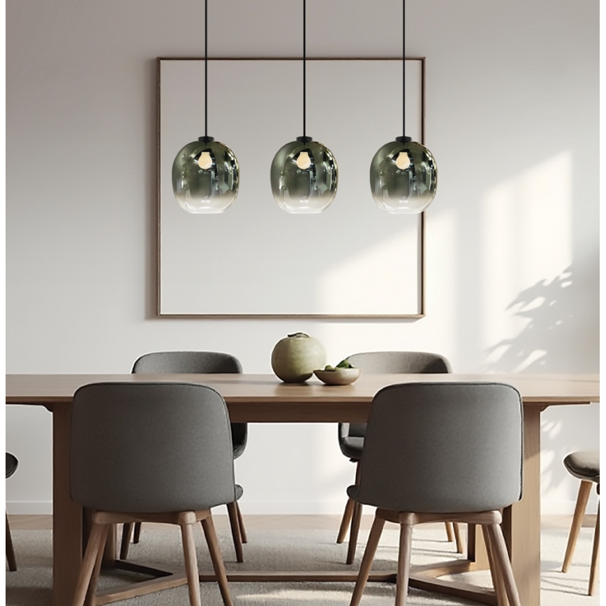 Hanglamp met kabel MIRROR 3xE27/14W/230V rookzwart