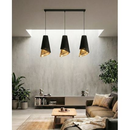 Hanglamp met kabel MODA 3xE27/15W/230V zwart/goud