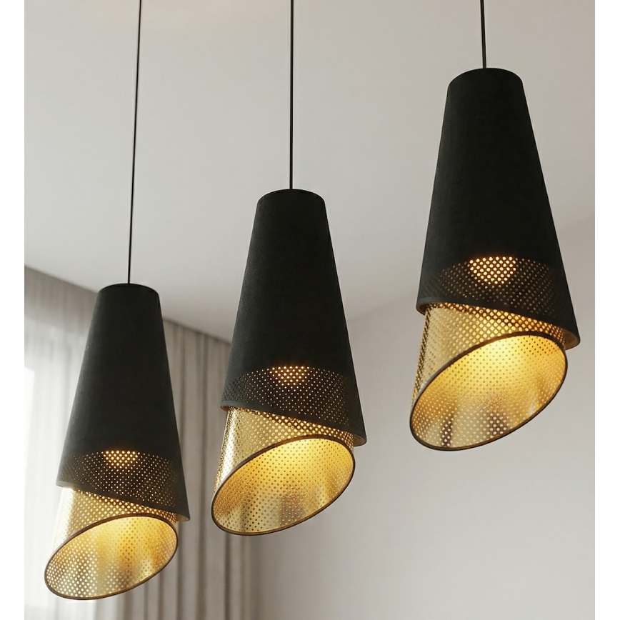 Hanglamp met kabel MODA 3xE27/15W/230V zwart/goud