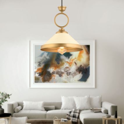 Hanglamp met kabel MONZA 1xE27/40W/230V Ø 30 cm crème/brons