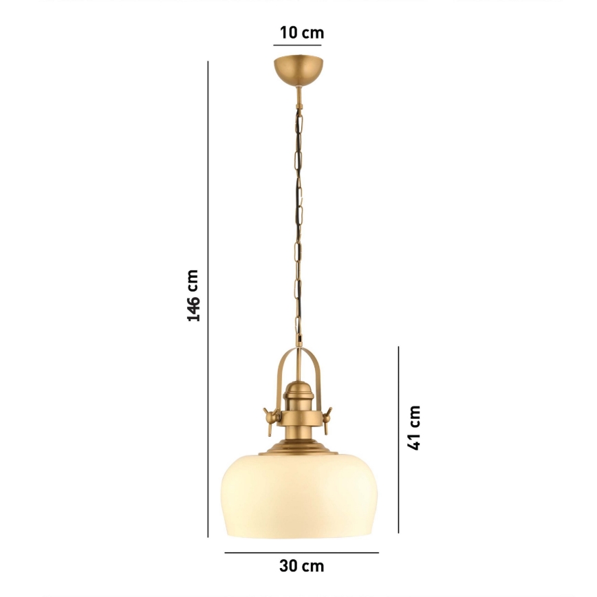 Hanglamp met kabel MONZA 1xE27/40W/230V Ø 30 cm crème/bronskleurig