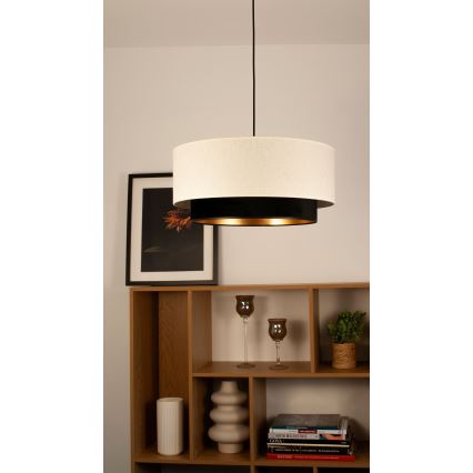 Hanglamp met kabel NATIA 1xE27/60W/230V Ø 45 cm wit/zwart