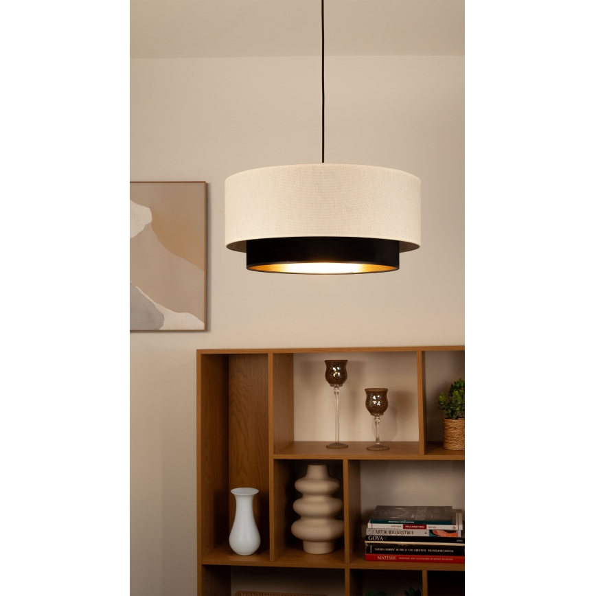 Hanglamp met kabel NATIA 1xE27/60W/230V Ø 45 cm wit/zwart