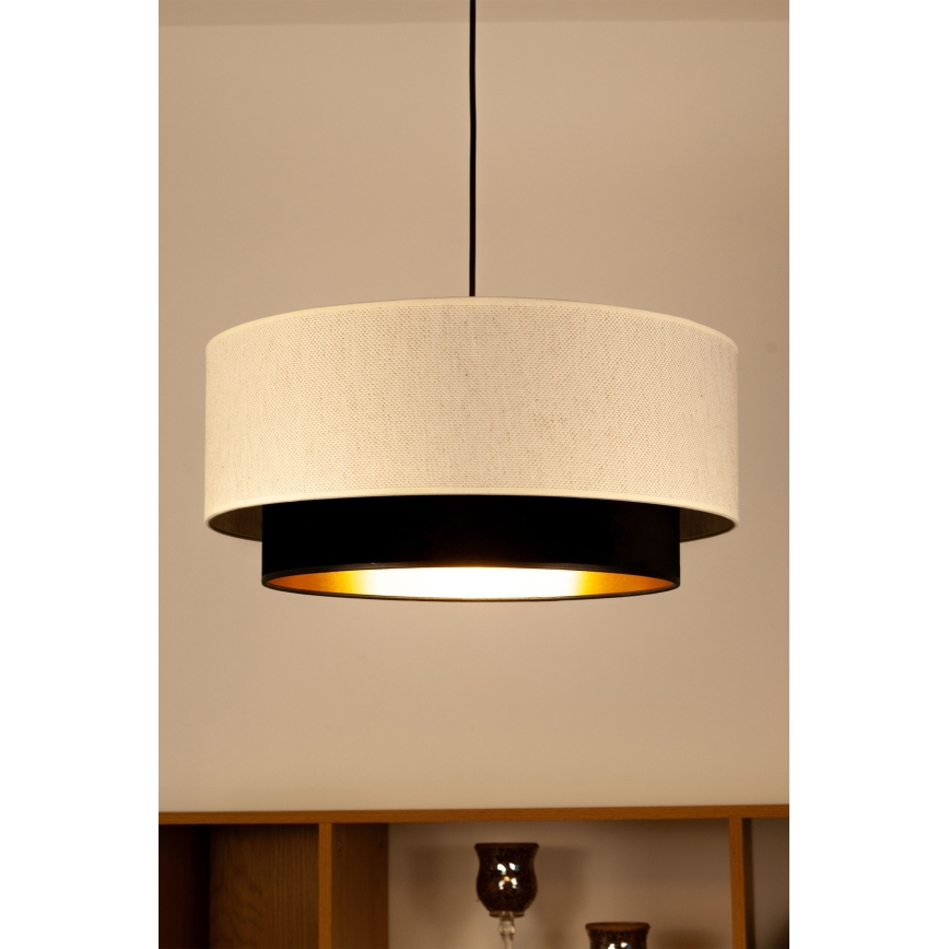 Hanglamp met kabel NATIA 1xE27/60W/230V Ø 45 cm wit/zwart