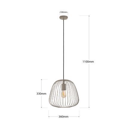 Hanglamp met kabel OVELLA 1xE27/15W/230V Ø 36 cm beige