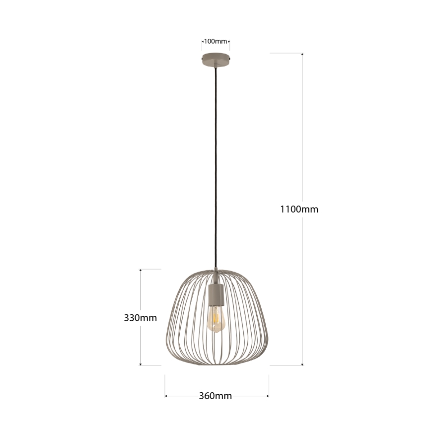 Hanglamp met kabel OVELLA 1xE27/15W/230V Ø 36 cm beige