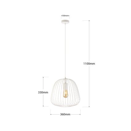 Hanglamp met kabel OVELLA 1xE27/15W/230V Ø 36 cm crème