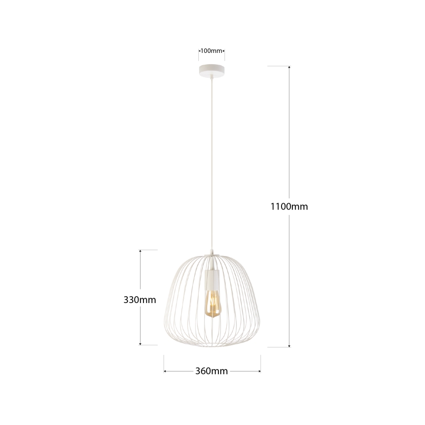 Hanglamp met kabel OVELLA 1xE27/15W/230V Ø 36 cm crème