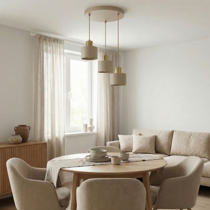 Hanglamp met kabel PARKLA 3xE27/15W/230V beige/goud