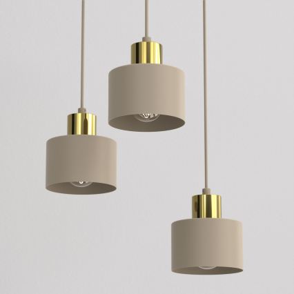 Hanglamp met kabel PARKLA 3xE27/15W/230V beige/goud