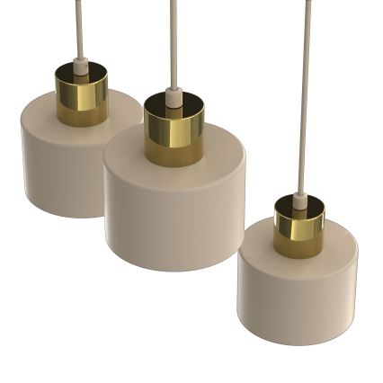 Hanglamp met kabel PARKLA 3xE27/15W/230V beige/goud