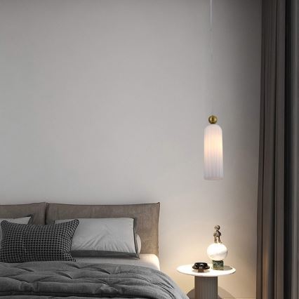 Hanglamp met kabel PIEGA 1xE14/40W/230V messing/wit