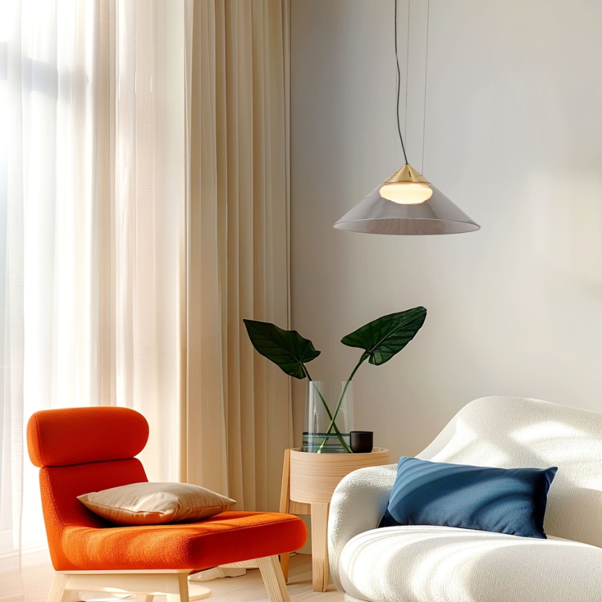 Hanglamp met kabel PRESTO 1xGX53/10W/230V Ø34 cm goud/rookgrijs