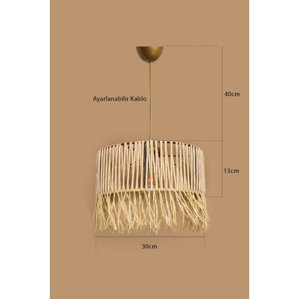 Hanglamp met kabel RIMINI 1xE27/40W/230V beige