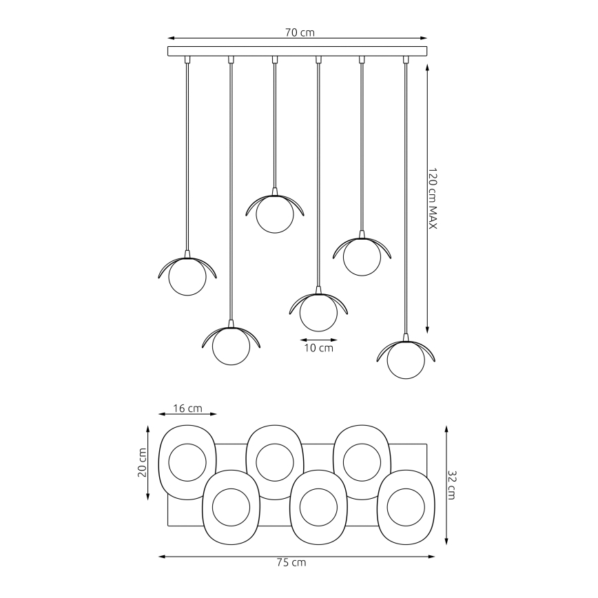 Hanglamp met kabel RITUAL 6xG9/8W/230V wit