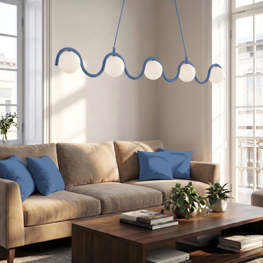 Hanglamp met kabel SINUS 5xG9/8W/230V blauw