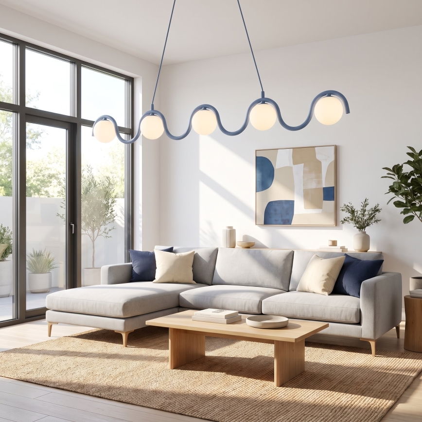 Hanglamp met kabel SINUS 5xG9/8W/230V blauw