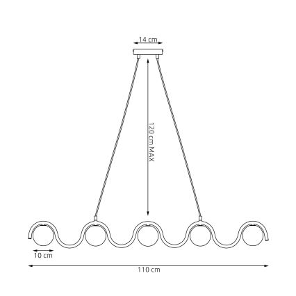Hanglamp met kabel SINUS 5xG9/8W/230V blauw