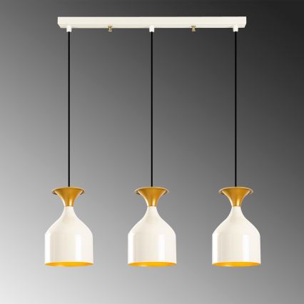 Hanglamp met kabel SIVANI 3xE27/40W/230V wit/koperkleurig
