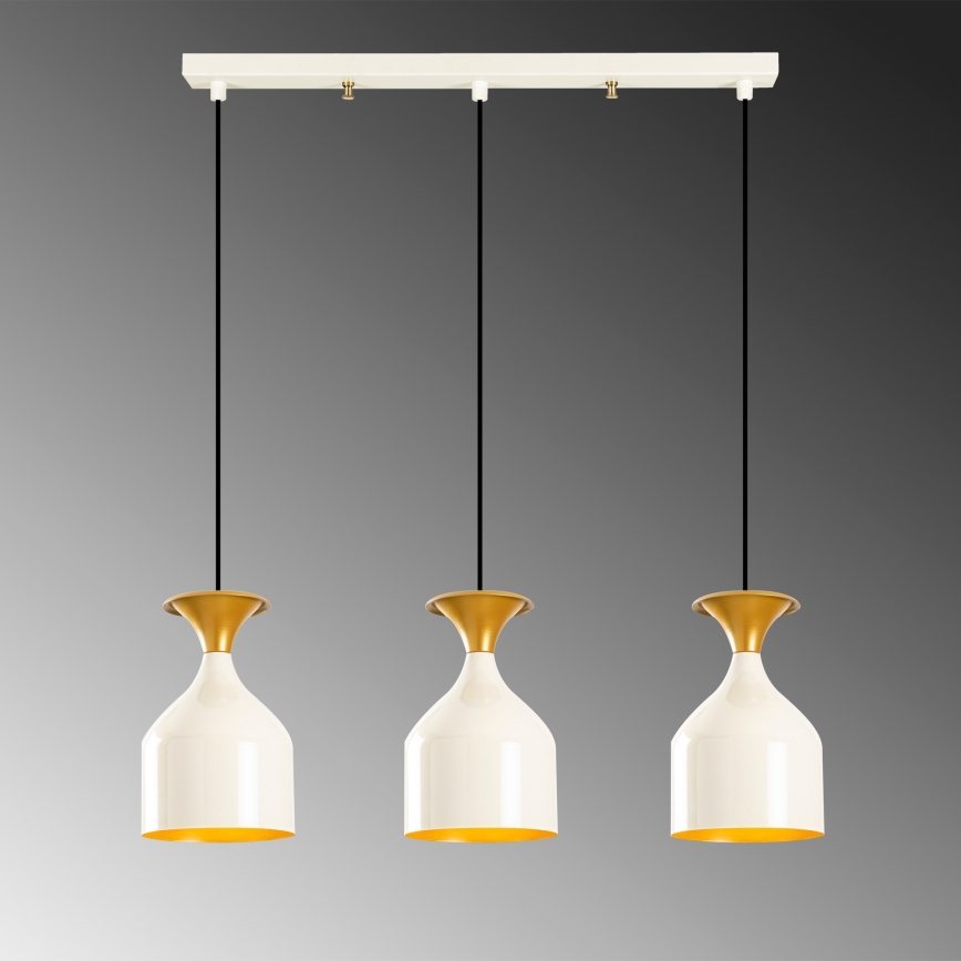 Hanglamp met kabel SIVANI 3xE27/40W/230V wit/koperkleurig