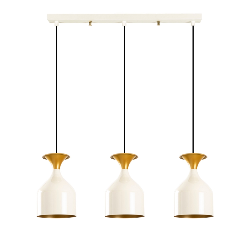 Hanglamp met kabel SIVANI 3xE27/40W/230V wit/koperkleurig