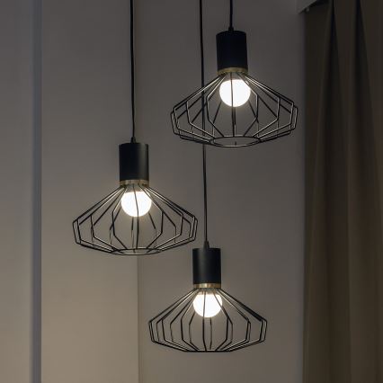 Hanglamp met kabel SOLANO 3xE27/15W/230V zwart/goud