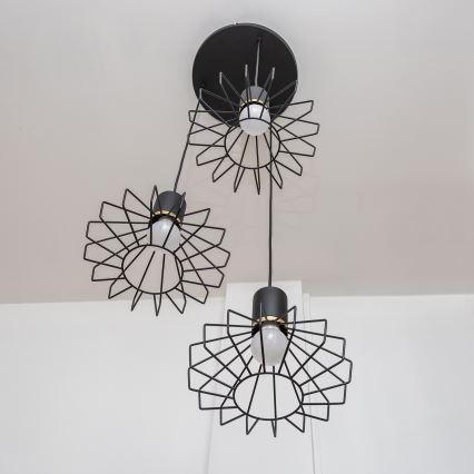 Hanglamp met kabel SOLANO 3xE27/15W/230V zwart/goud