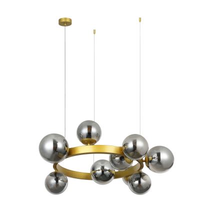 Hanglamp met kabel SOLARI 9xE14/15W/230V goud/rookzwart