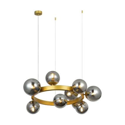 Hanglamp met kabel SOLARI 9xE14/15W/230V goud/rookzwart
