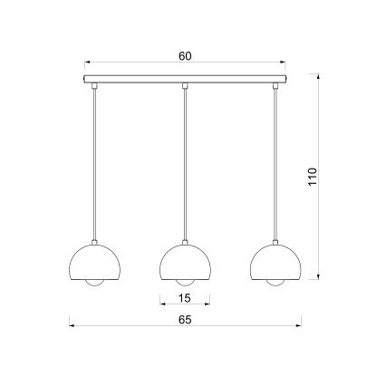 Hanglamp met kabel SOOL 3xE27/15W/230V bordeaux