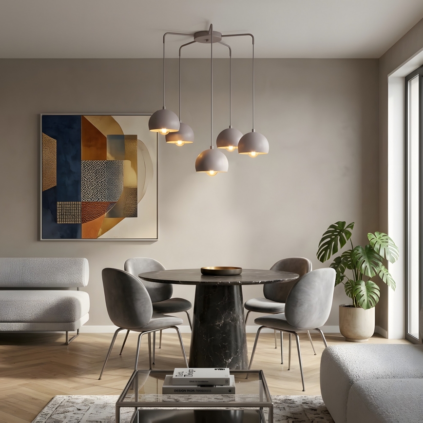 Hanglamp met kabel SOOL 5xE27/15W/230V crèmekleurig