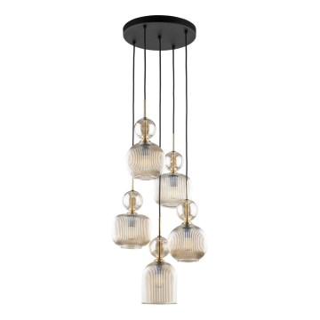 Hanglamp met kabel SOPHIA 5xE14/10W/230V zwart/gerookt beige