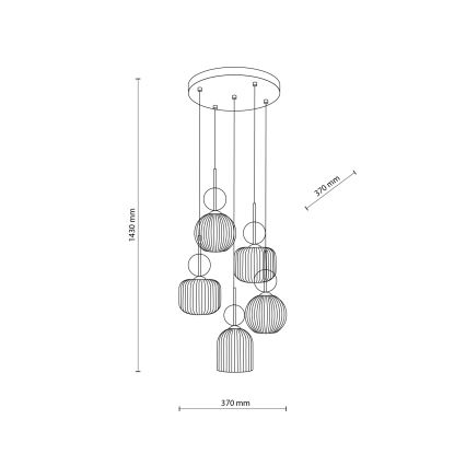 Hanglamp met kabel SOPHIA 5xE14/10W/230V zwart/gerookt beige
