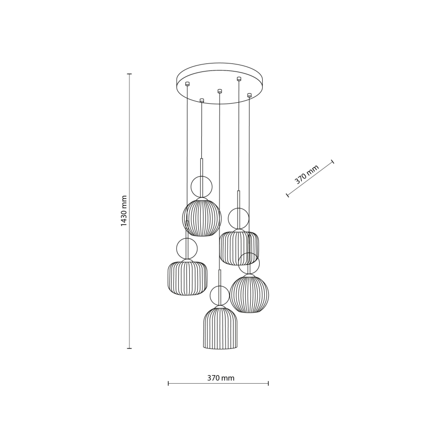Hanglamp met kabel SOPHIA 5xE14/10W/230V zwart/gerookt beige