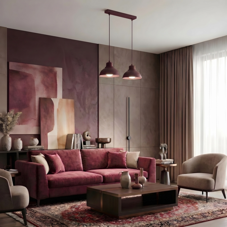 Hanglamp met kabel SVEN 2xE27/15W/230V bordeaux