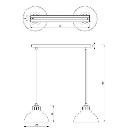 Hanglamp met kabel SVEN 2xE27/15W/230V bordeaux