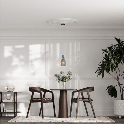 Hanglamp met kabel TROPEA 1xE27/15W/230V zwart/rookblauw/beige