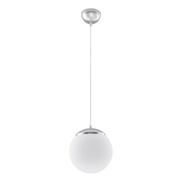 Hanglamp met kabel UGO 1xE27/15W/230V Ø 20 cm wit/glanzend chroom