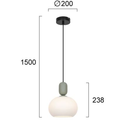 Hanglamp met kabel VALISIA 1xE27/40W/230V zwart/olijfgroen