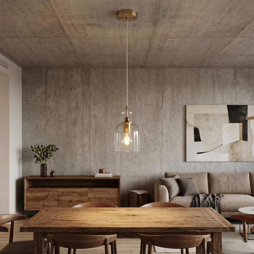 Hanglamp met kabel VELARE 1xE27/15W/230V goud/helder