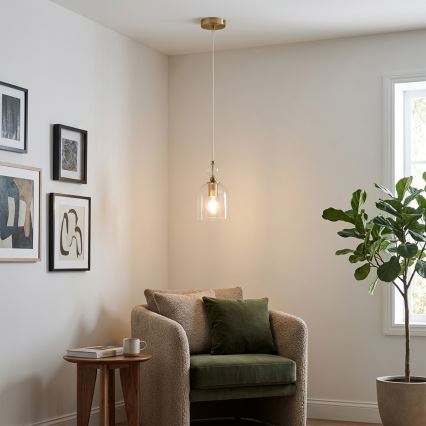 Hanglamp met kabel VELARE 1xE27/15W/230V goud/helder