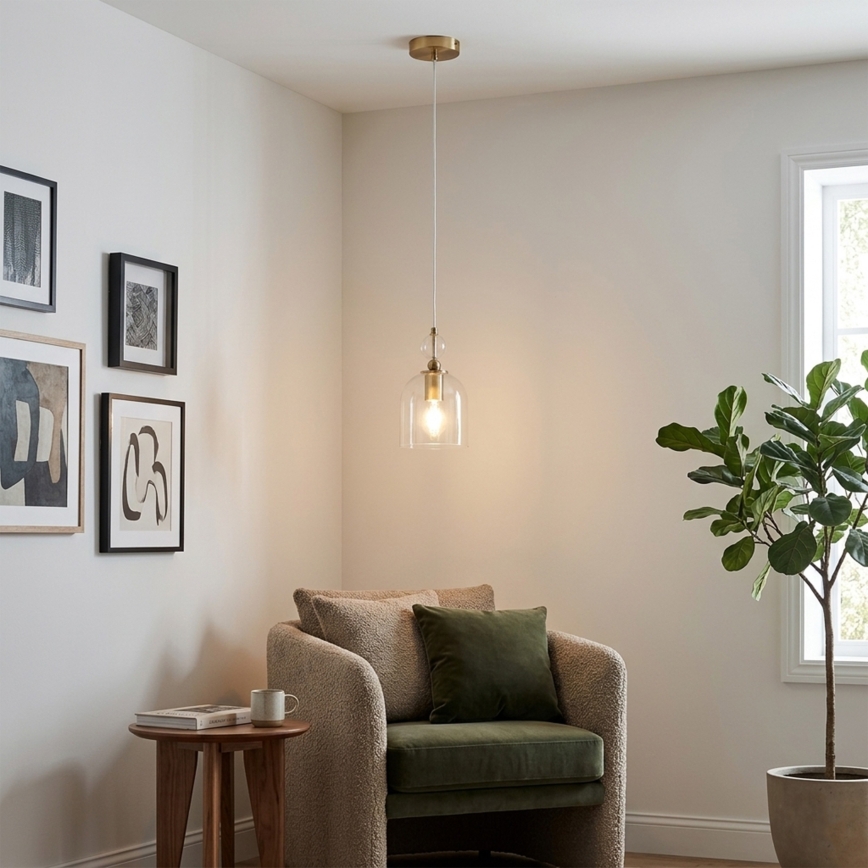 Hanglamp met kabel VELARE 1xE27/15W/230V goud/helder