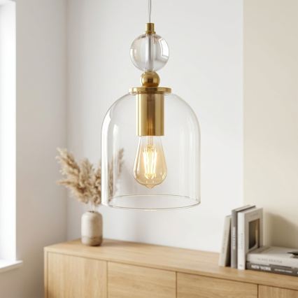 Hanglamp met kabel VELARE 1xE27/15W/230V goud/helder