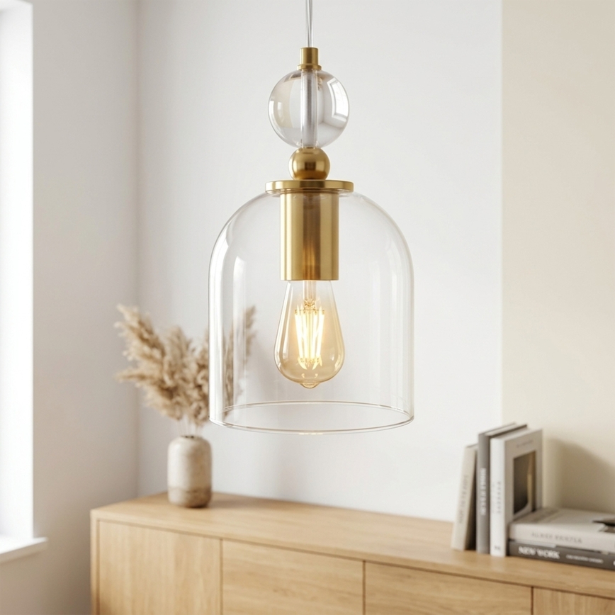 Hanglamp met kabel VELARE 1xE27/15W/230V goud/helder