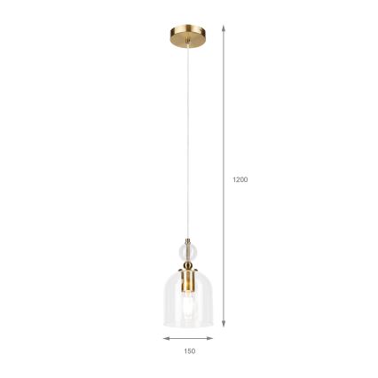 Hanglamp met kabel VELARE 1xE27/15W/230V goud/helder
