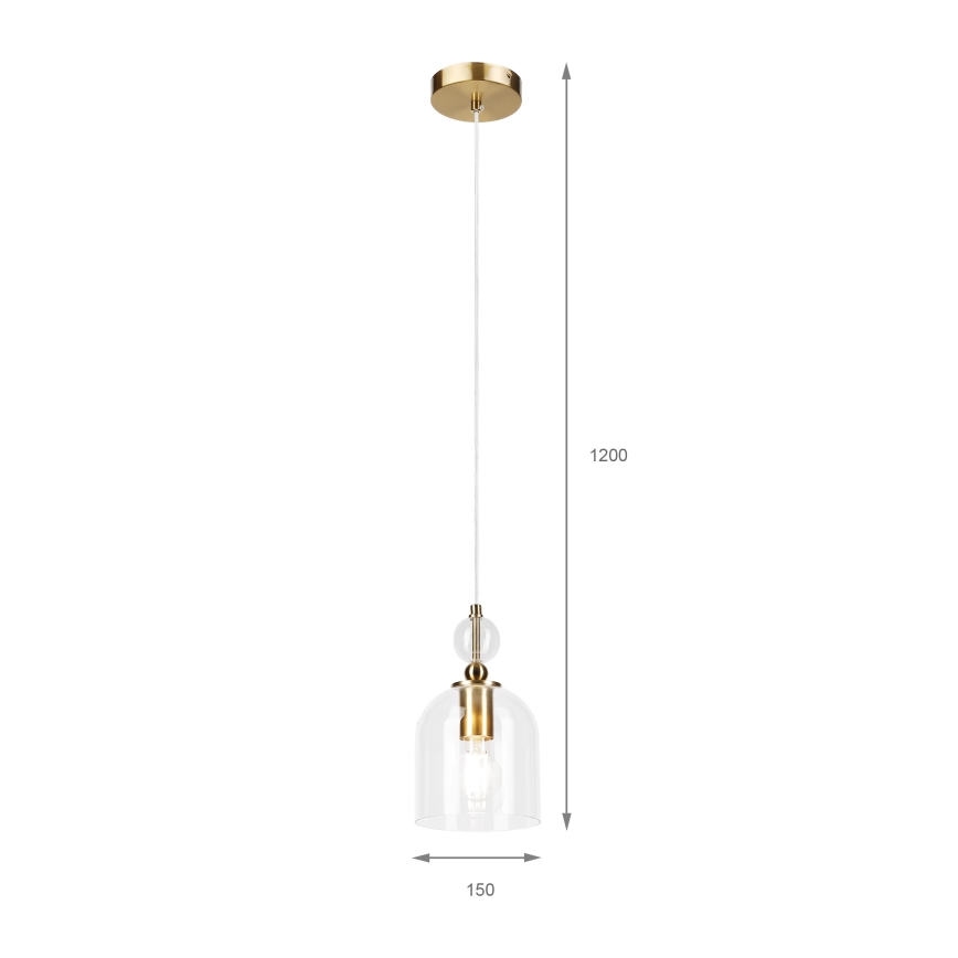 Hanglamp met kabel VELARE 1xE27/15W/230V goud/helder
