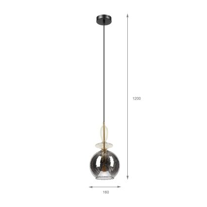 Hanglamp met kabel VELLO 1xE27/15W/230V zwart/rookbeige/zwart