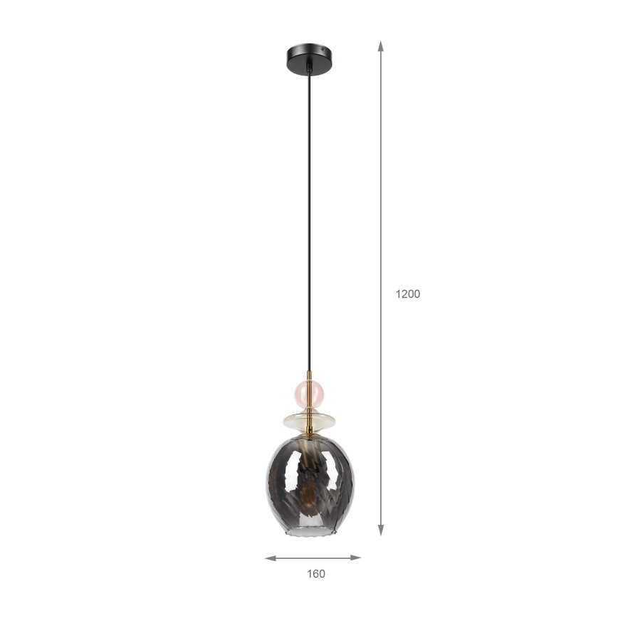 Hanglamp met kabel VELLO 1xE27/15W/230V zwart/rookroze/beige/zwart