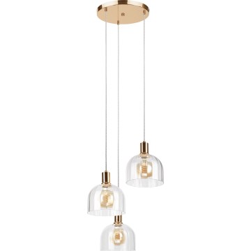 Hanglamp met kabel VIVE 3xE27/15W/230V goudkleurig